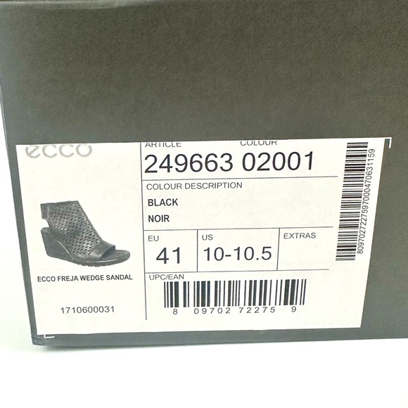 ECCO- FREJA OPEN TOE HOODED WEDGE LEATHER SANDAL BLACK EU SIZE 41 , US 1… - Picture 7 of 8
